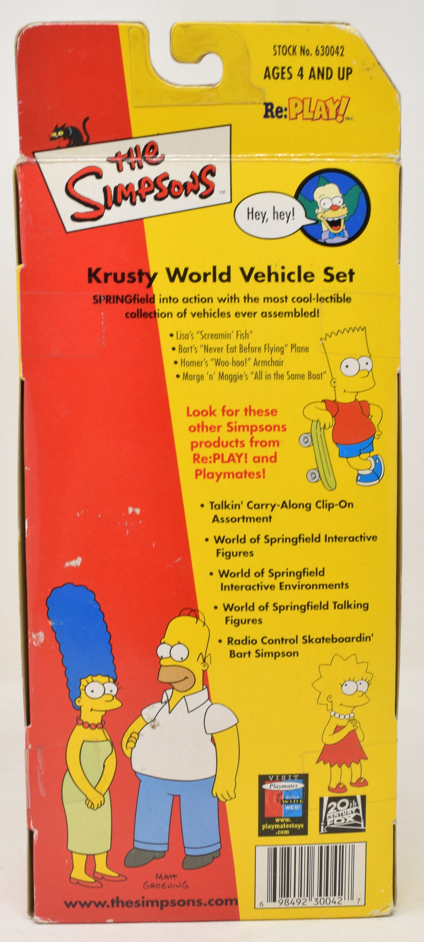 The Simpsons Krusty World Vehicle Set of 4 Figures 2000 Bart Homer Lisa Marge NIB