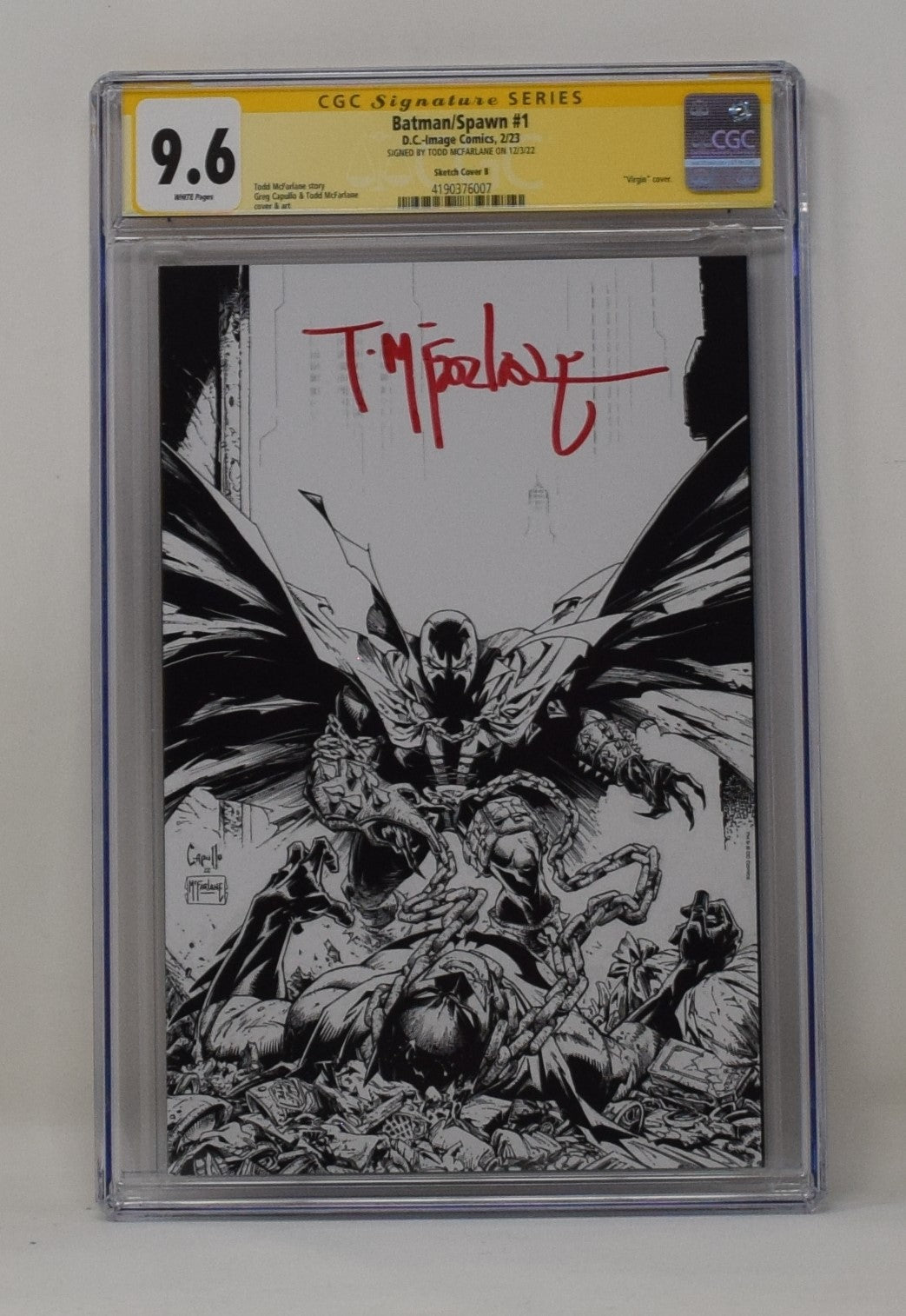 Batman Spawn 1 DC 2022 CGC SS 9.6 1:666 Todd McFarlane  Signed BW Variant