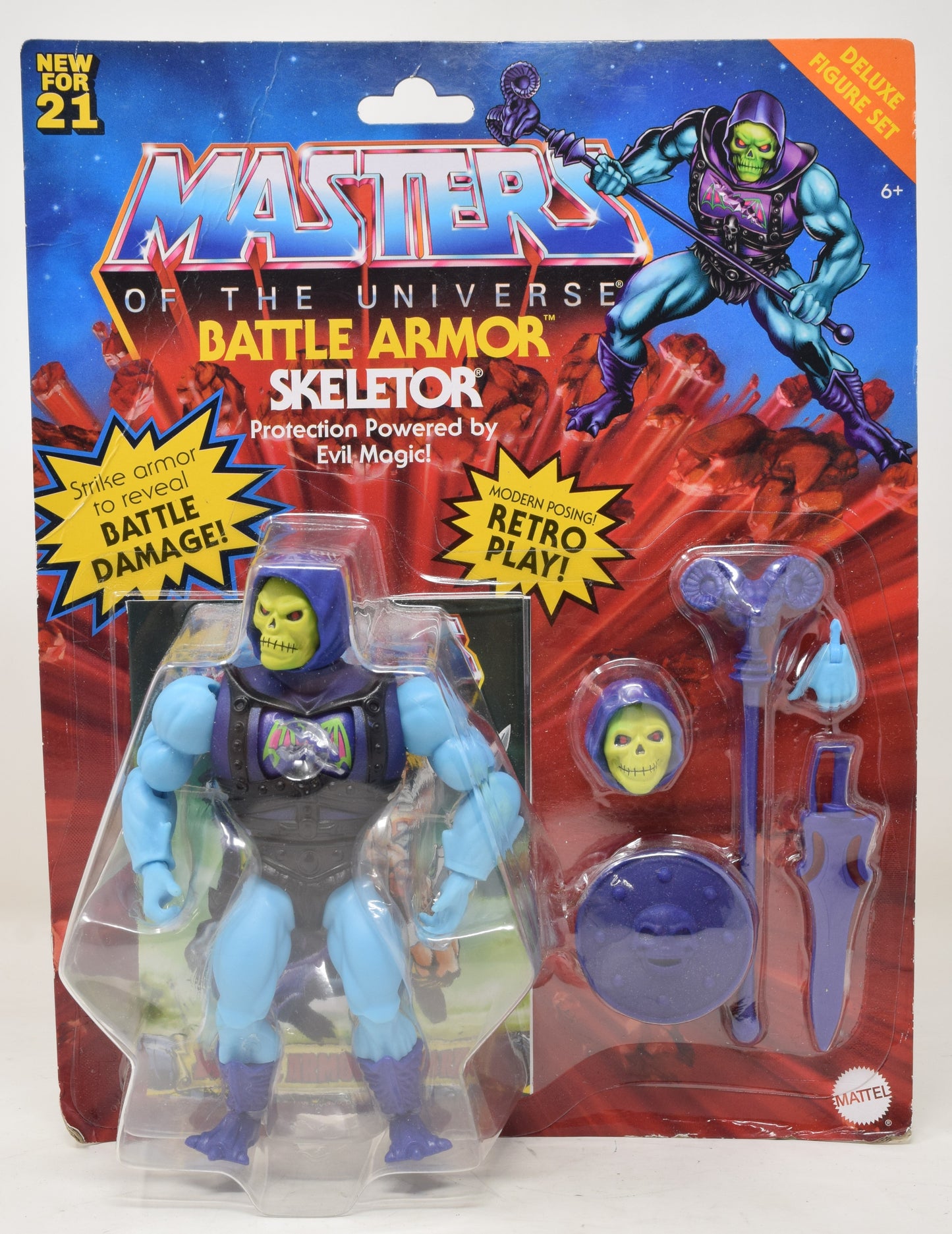 Masters of The Universe Battle Armor Skeletor Action Figure Deluxe Set Mattel MOC New