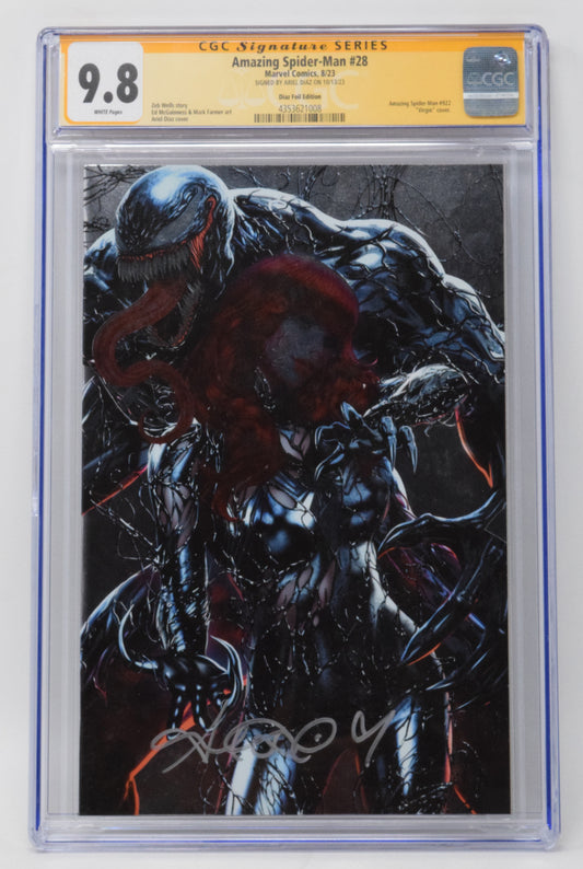 Amazing Spider-Man 28 Marvel 2023 CGC SS 9.8 Ariel Diaz Foil Virgin Signed