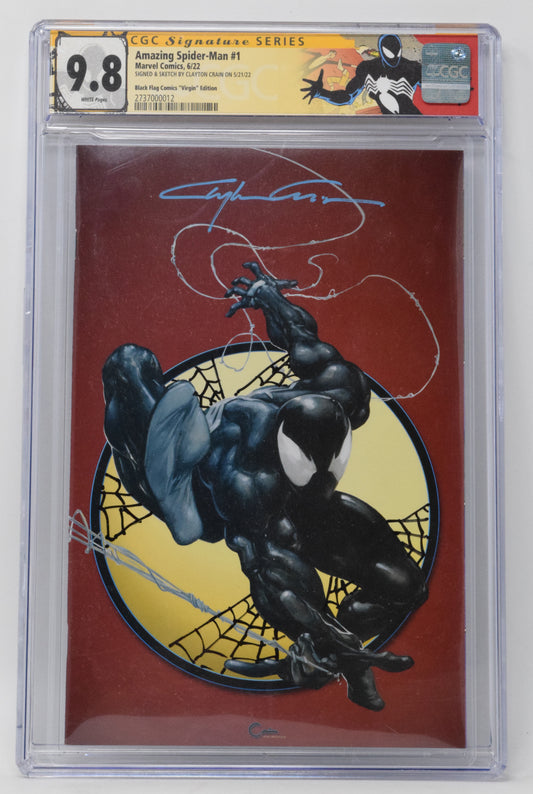 Amazing Spider-Man 1 Marvel 2022 CGC SS Clayton Crain Signed Remark 300 Virgin