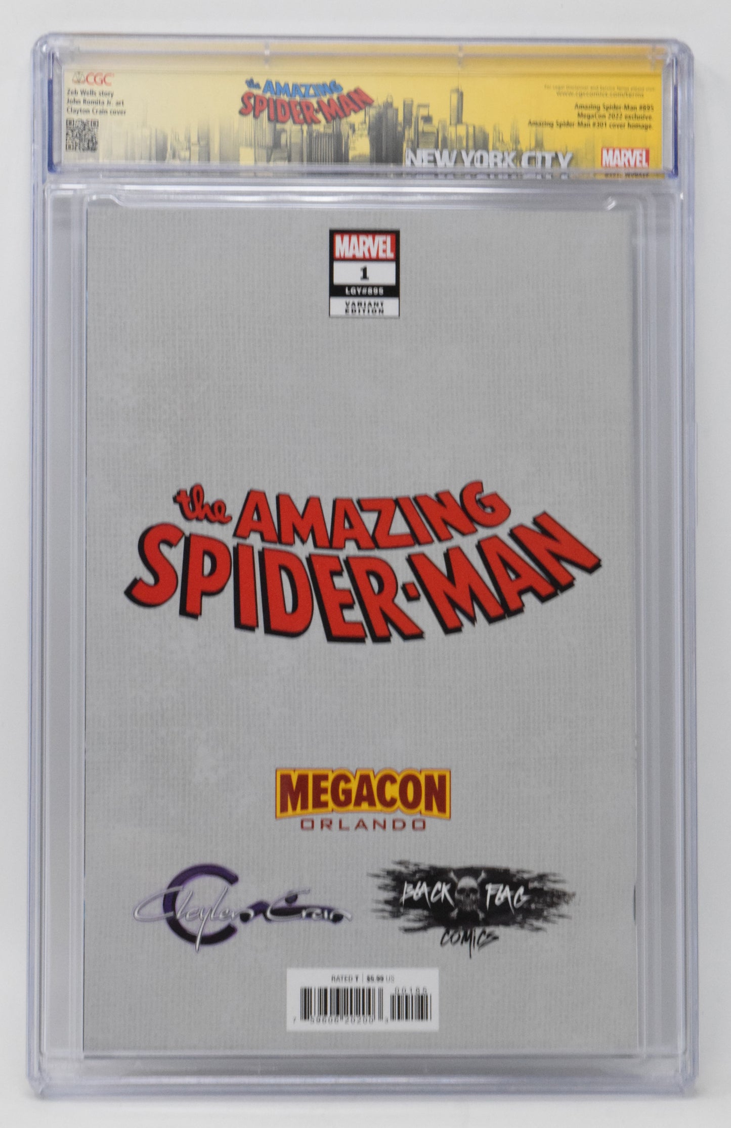 Amazing Spider-Man 1 Marvel 2022 CGC SS Clayton Crain Signed Remark 300