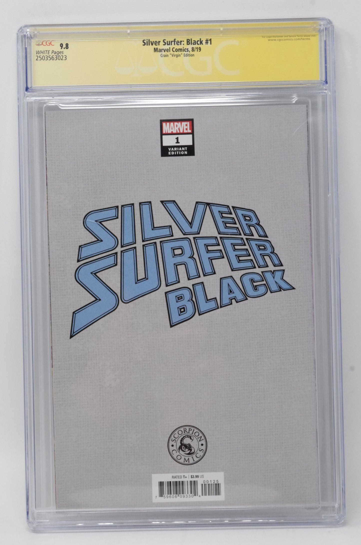 Silver Surfer Black 1 Marvel 2019 CGC SS Clayton Crain Signed Virgin Variant