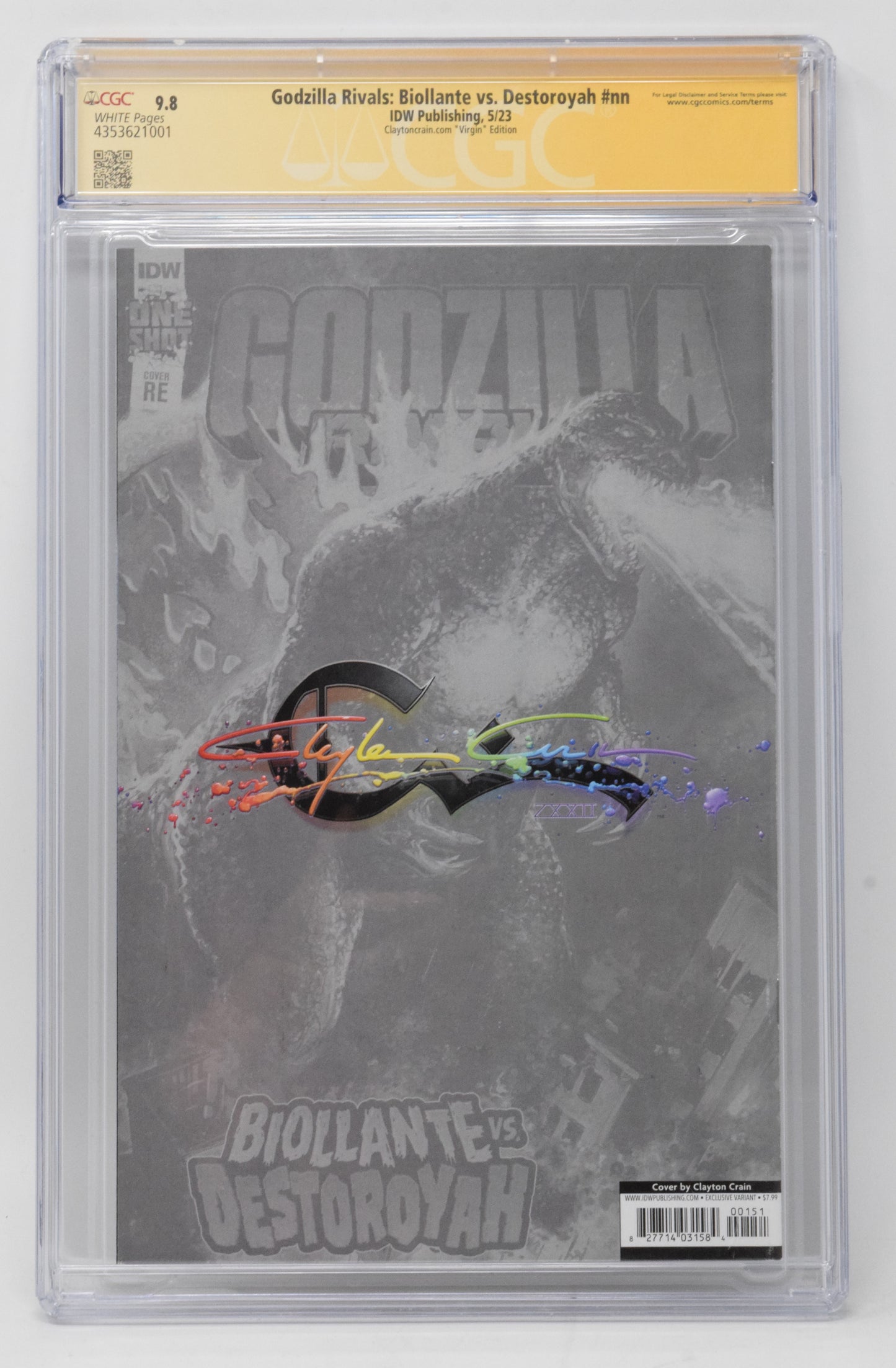 Godzilla Rivals Biollante Destoroyah 1 CGC SS 9.8 Clayton Crain Murder Signed