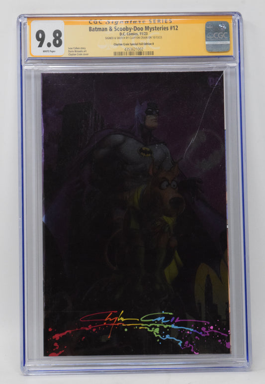 Batman Scooby-Doo Mysteries 12 2023 CGC SS 9.8 Clayton Crain Murder Signed Foil