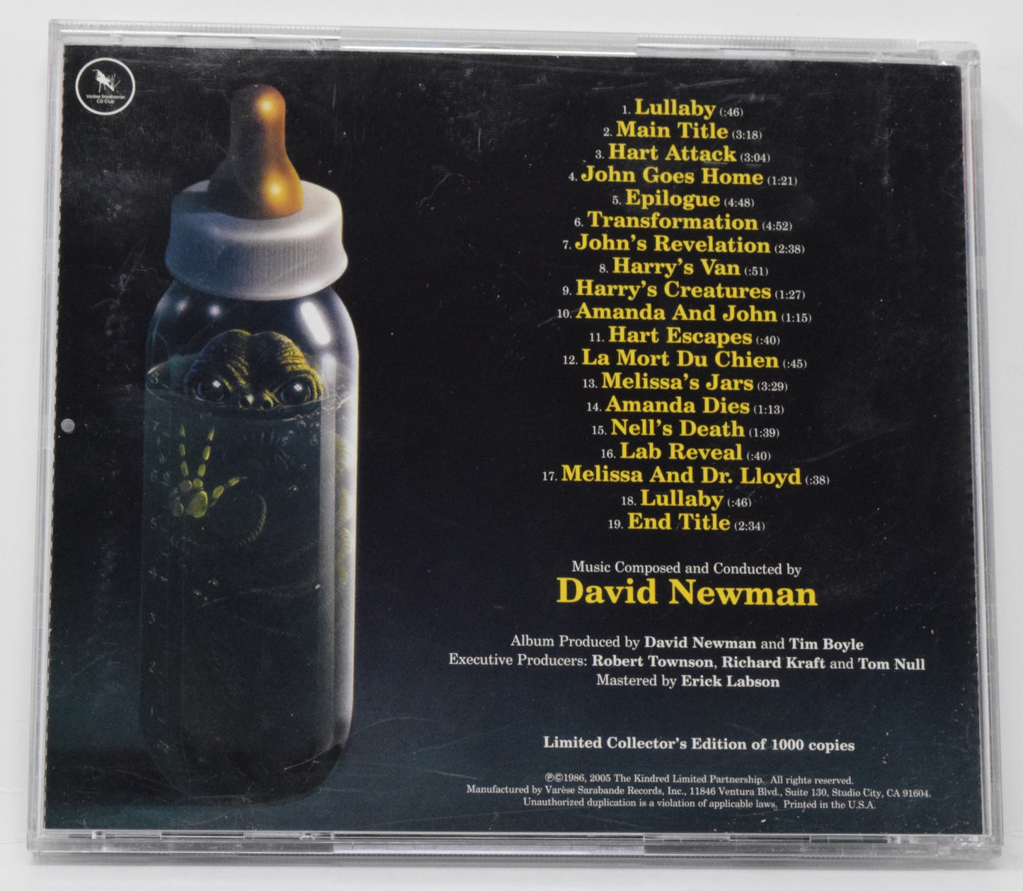 The Kindred Soundtrack CD David Newman LTD 1000