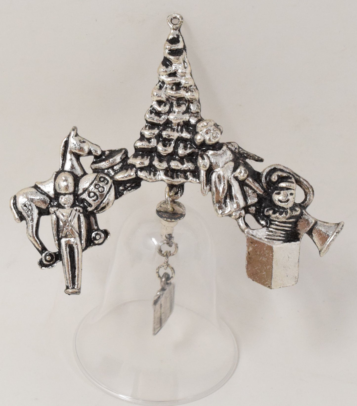 Hallmark Ornament Collectors Club Silver Plate Tree Crytal Bell Christmas 1989