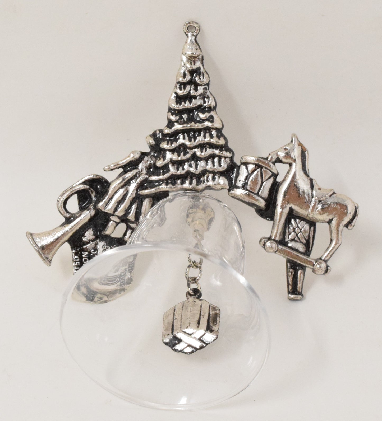 Hallmark Ornament Collectors Club Silver Plate Tree Crytal Bell Christmas 1989