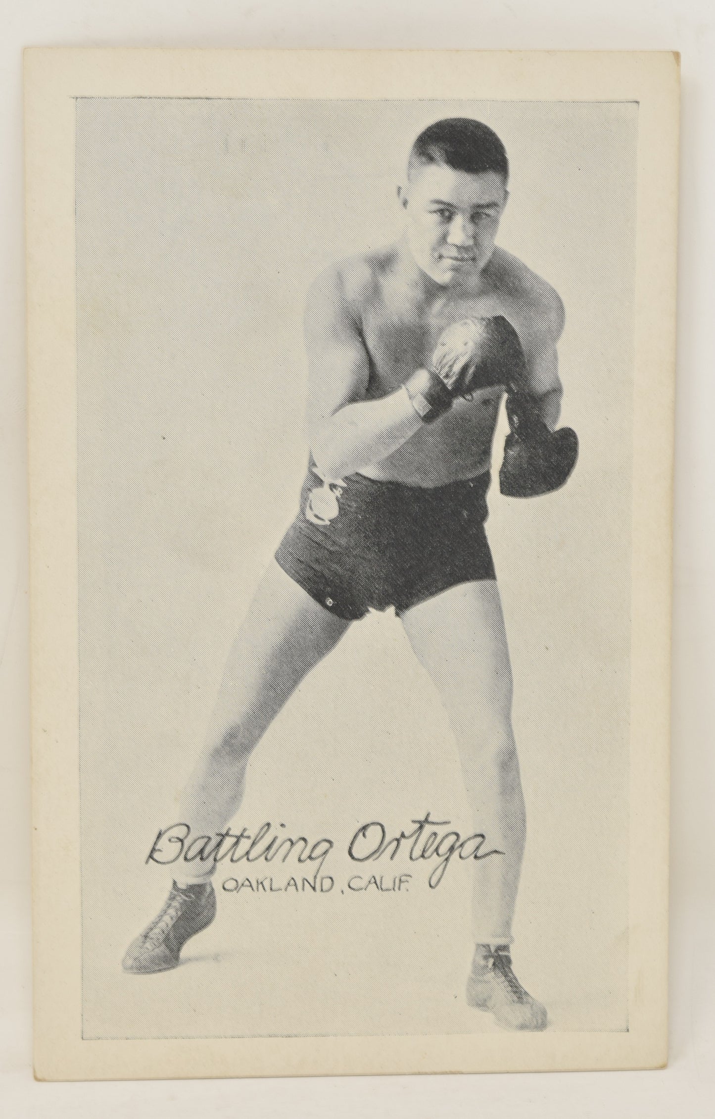 Battling Ortega Boxing Exhibit Card Postcard Penny Arcade Photo 1922 5 x 3