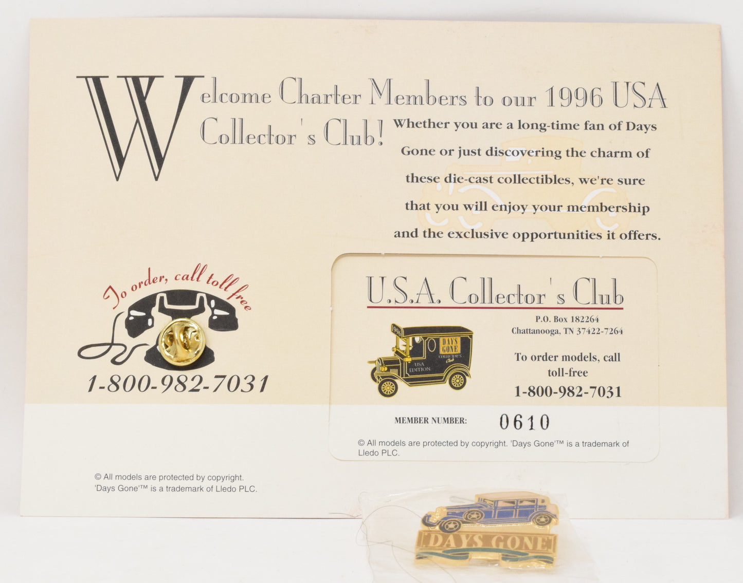 Lledo Days Gone Ford Model T 1920 Die Cast Car Collectors Club Model 1996 NIB