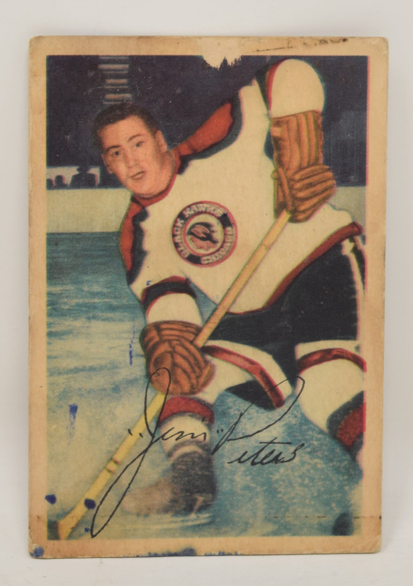 Jim Peters Hockey Card Parkhurst 1953 1954 Chicago Black Hawks 69