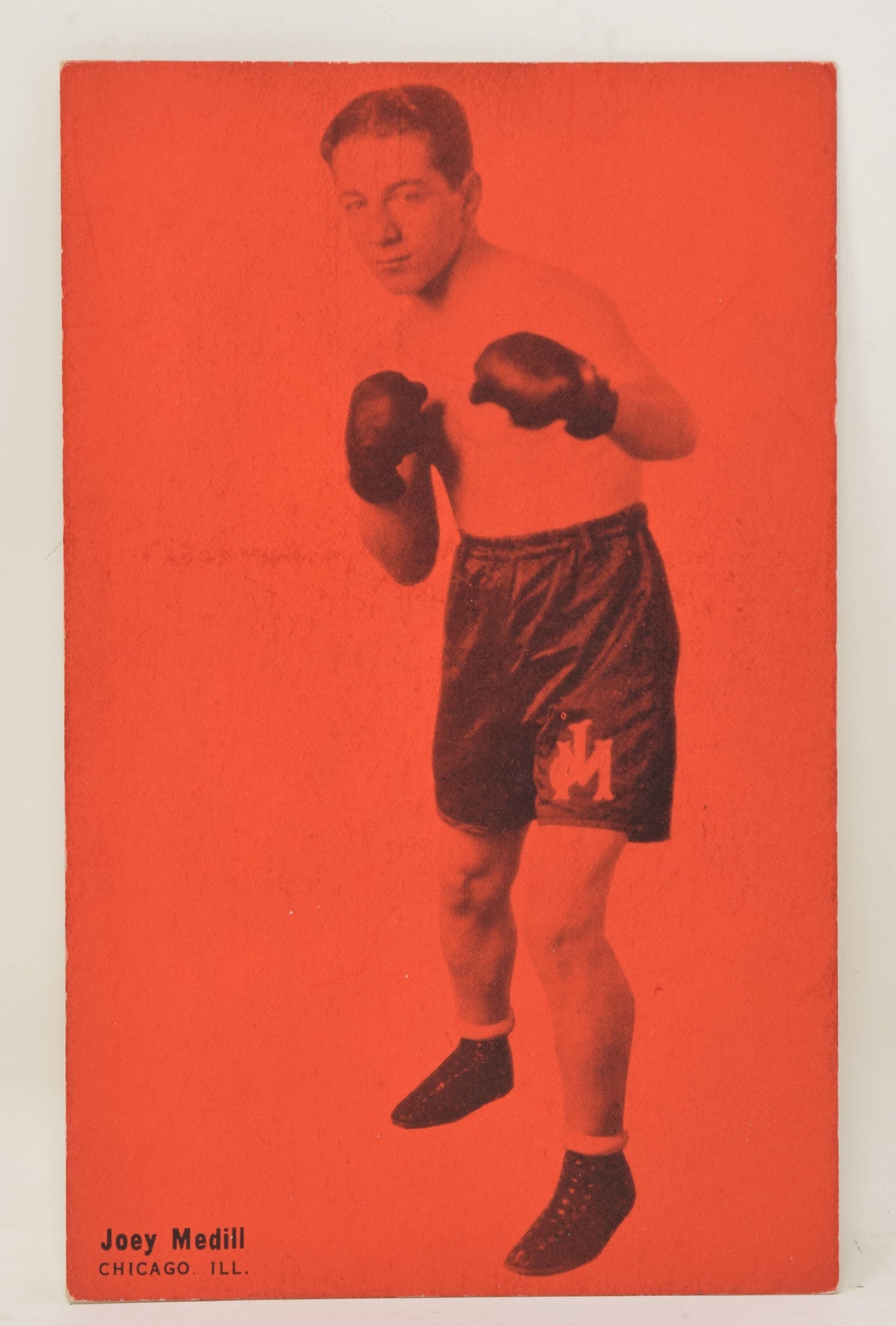 Joey Medill Boxing Exhibit Card Postcard Penny Arcade Photo 1928 5 x 3