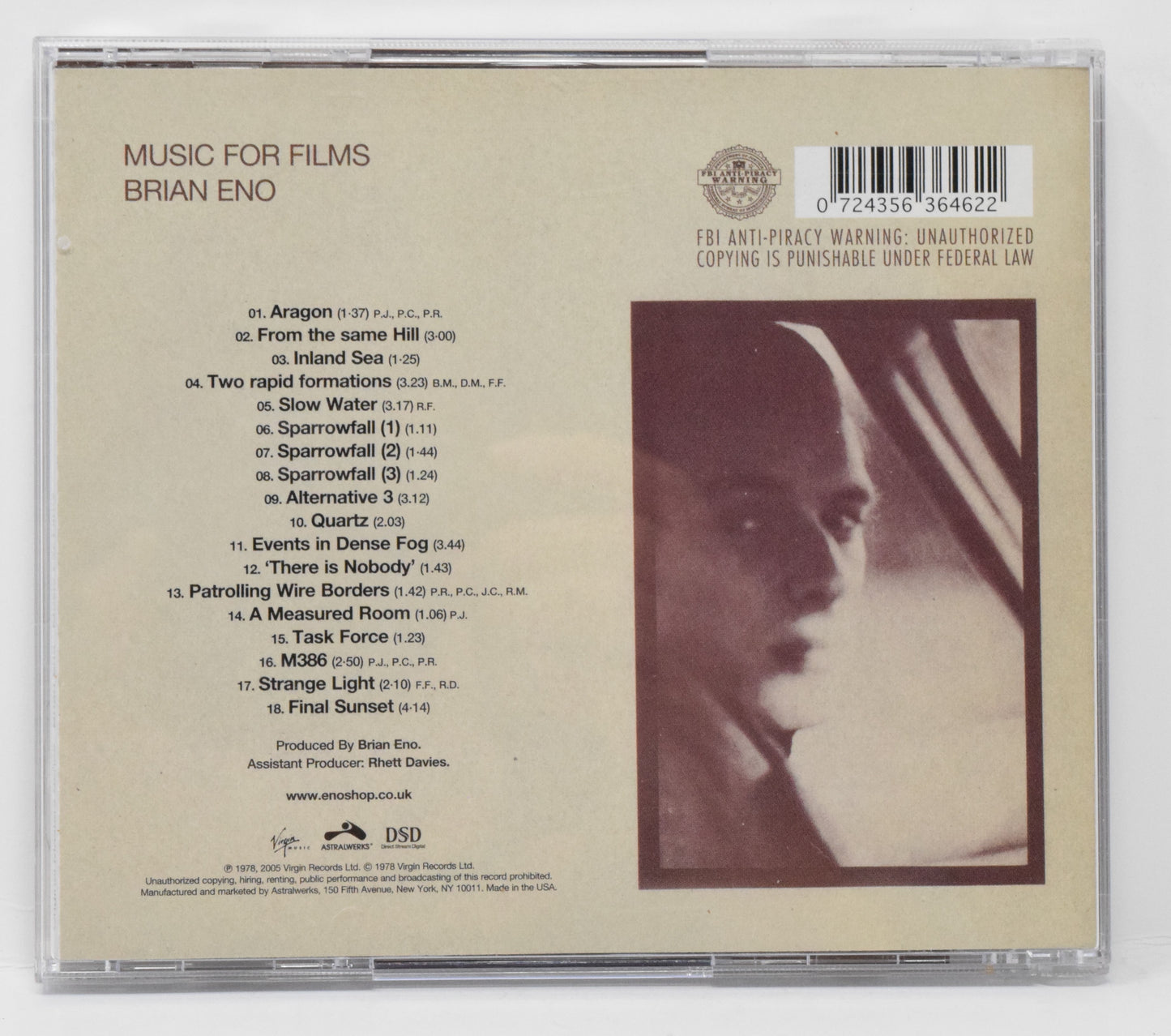 Brian Eno Music For Films CD