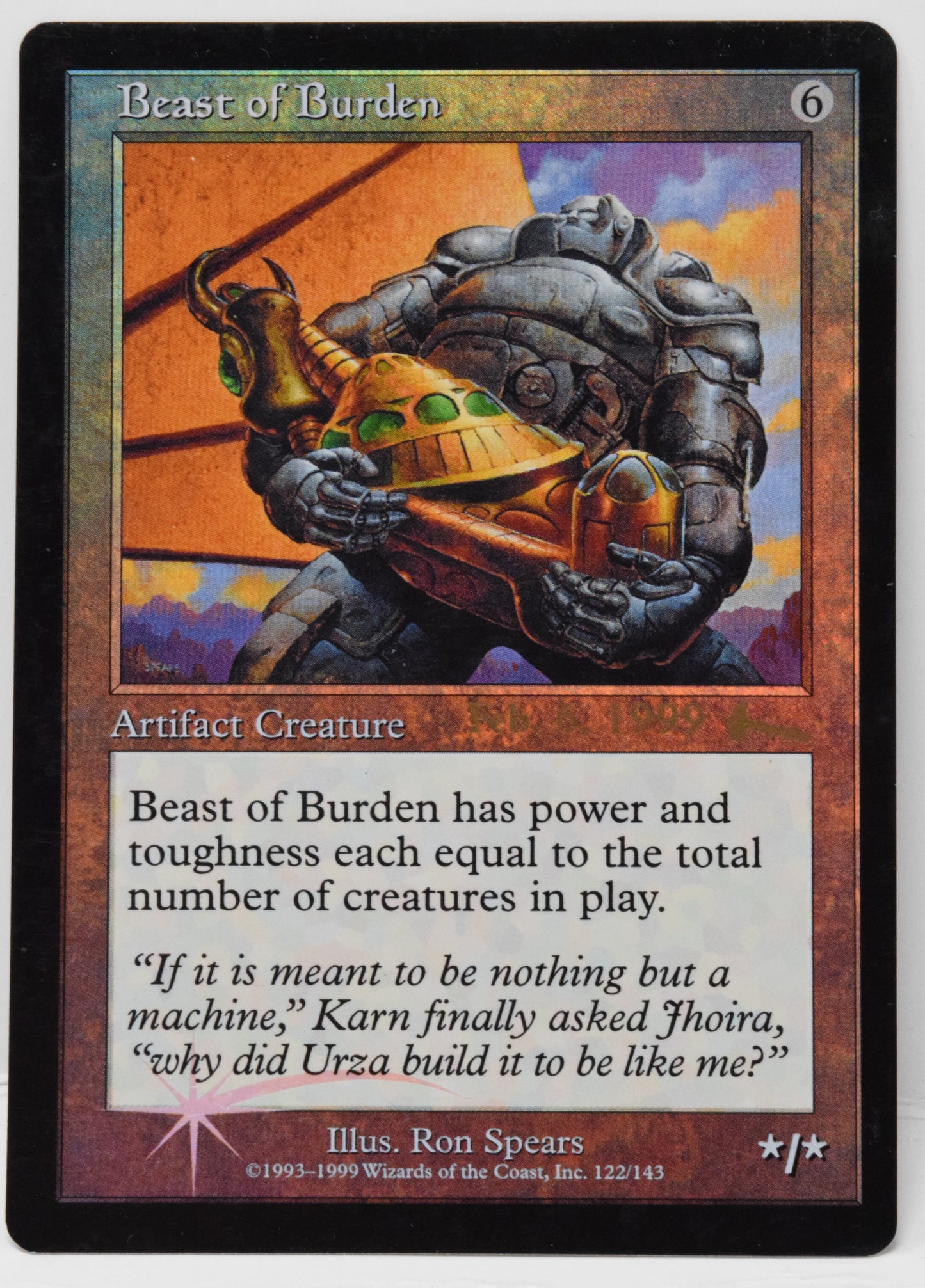 Magic The Gathering MTG Card Beast Of Burden Foil Urzas Legacy Promo LP