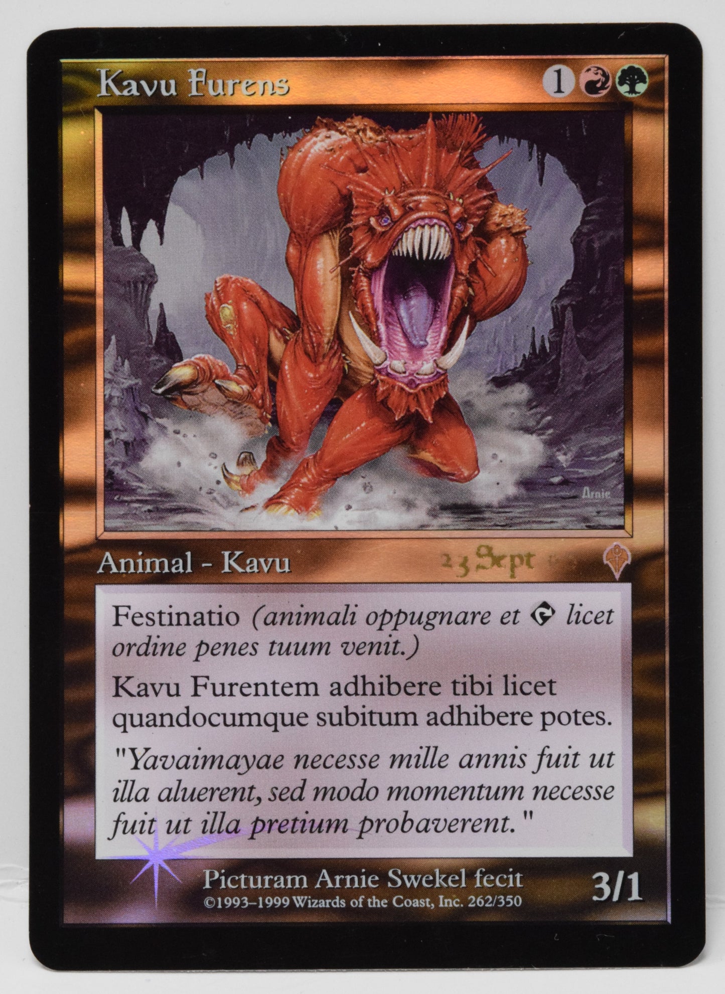 Magic The Gathering MTG Card Kavu Rufens Latin Foil Invasion Promo LP