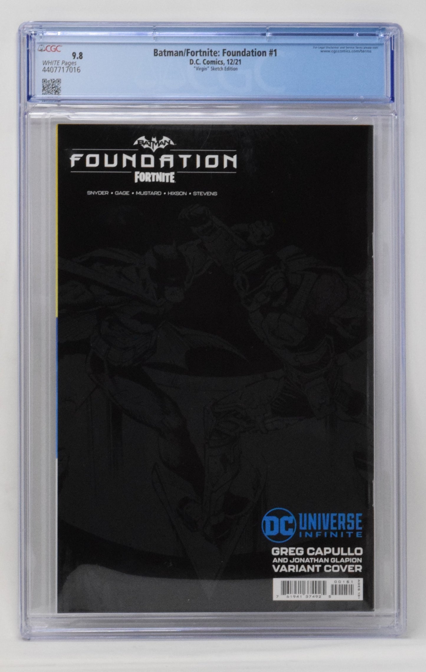 Batman Fortnite Foundation 1 DC 2021 CGC 9.8 Greg Capullo Virgin Sketch Variant