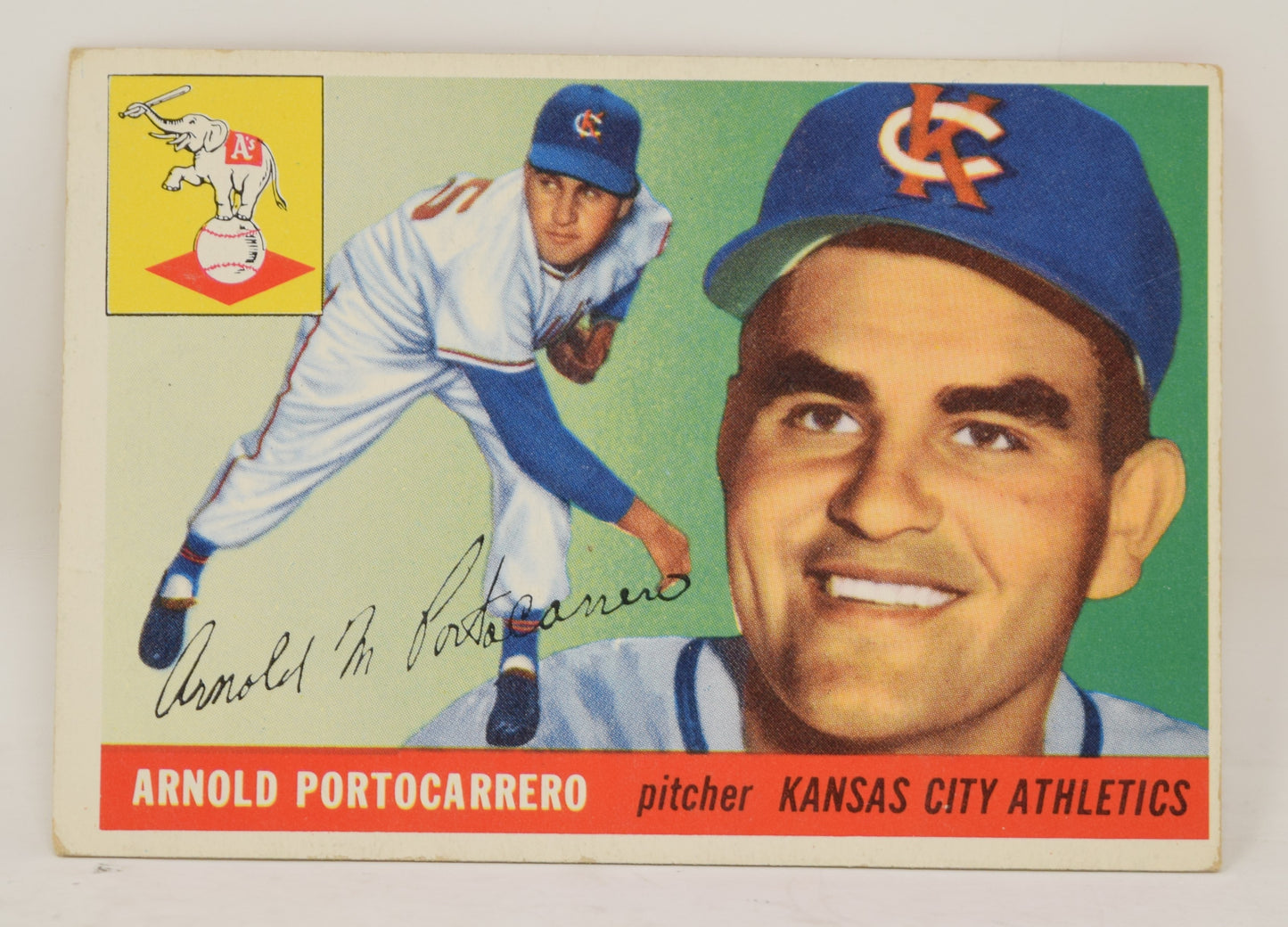 Arnold Portocarrero Baseball Card Topps 1955 Kansas City Athletics 77