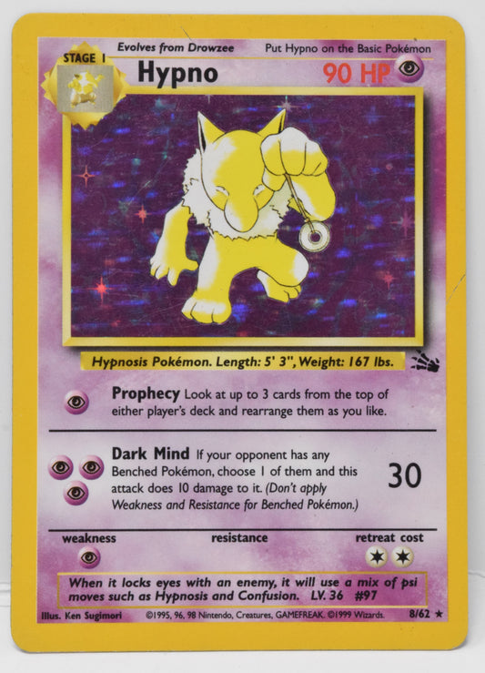 Pokemon Card Hypno Holo Fossil 8/62 MP