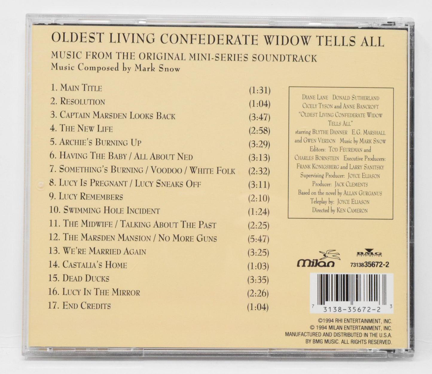 Oldest Living Confederate Widow Tells All Soundtrack CD Mark Snow