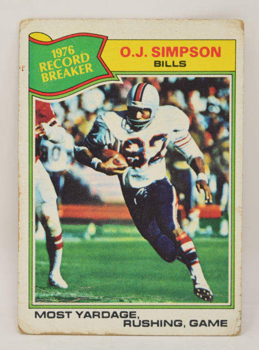 OJ Simpson Football Card Topps 1977 Buffalo Bills Record Breaker 453