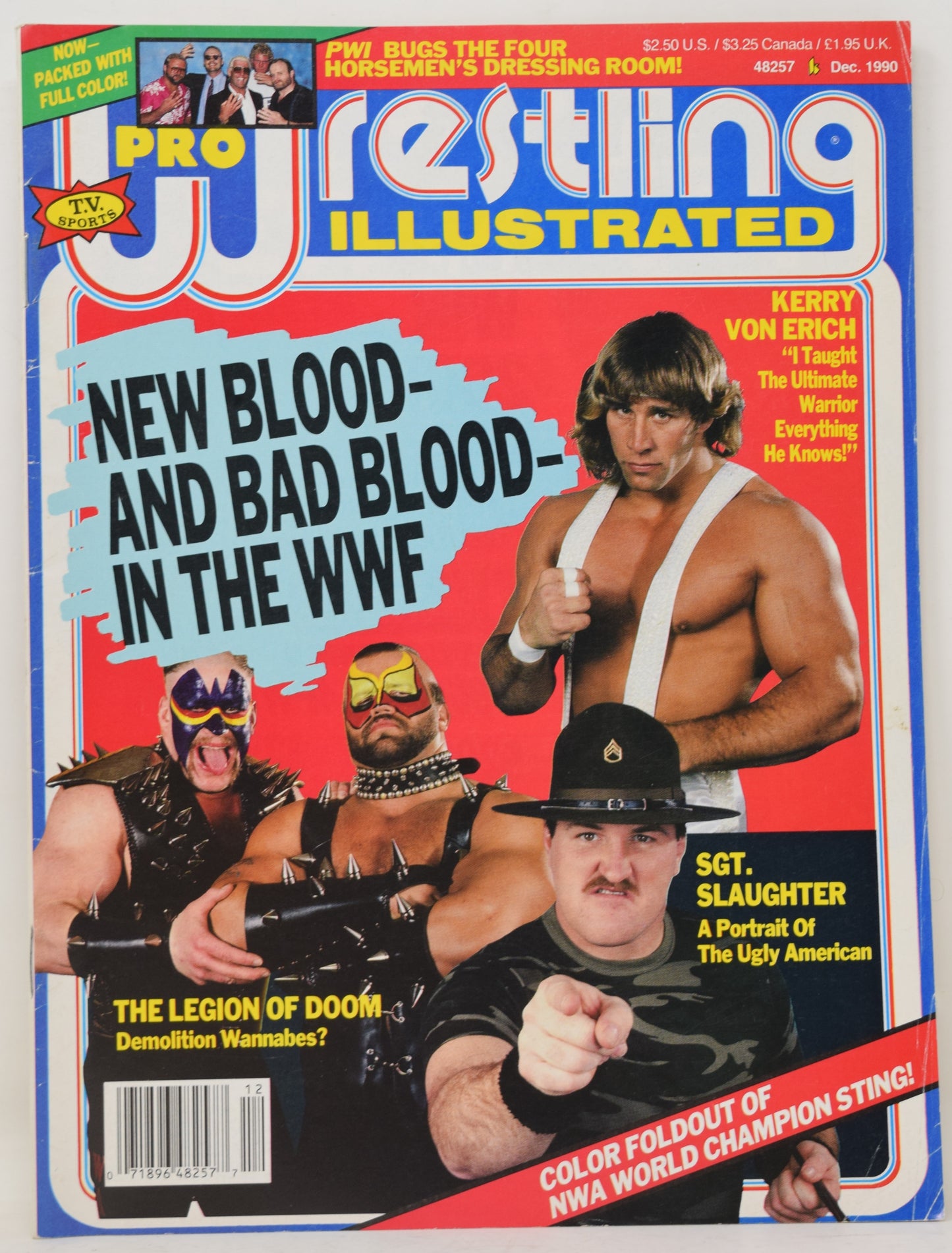 Pro Wrestling Illustrated Magazine December 1990 FN VF Sgt Slaughter Sting WWF WCW