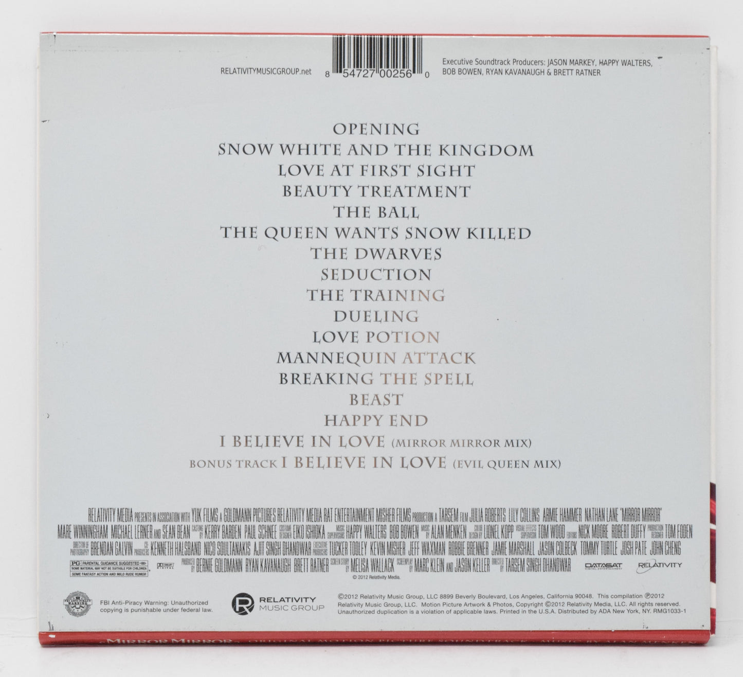 Mirror Mirror Soundtrack CD Alan Menken Lily Collins