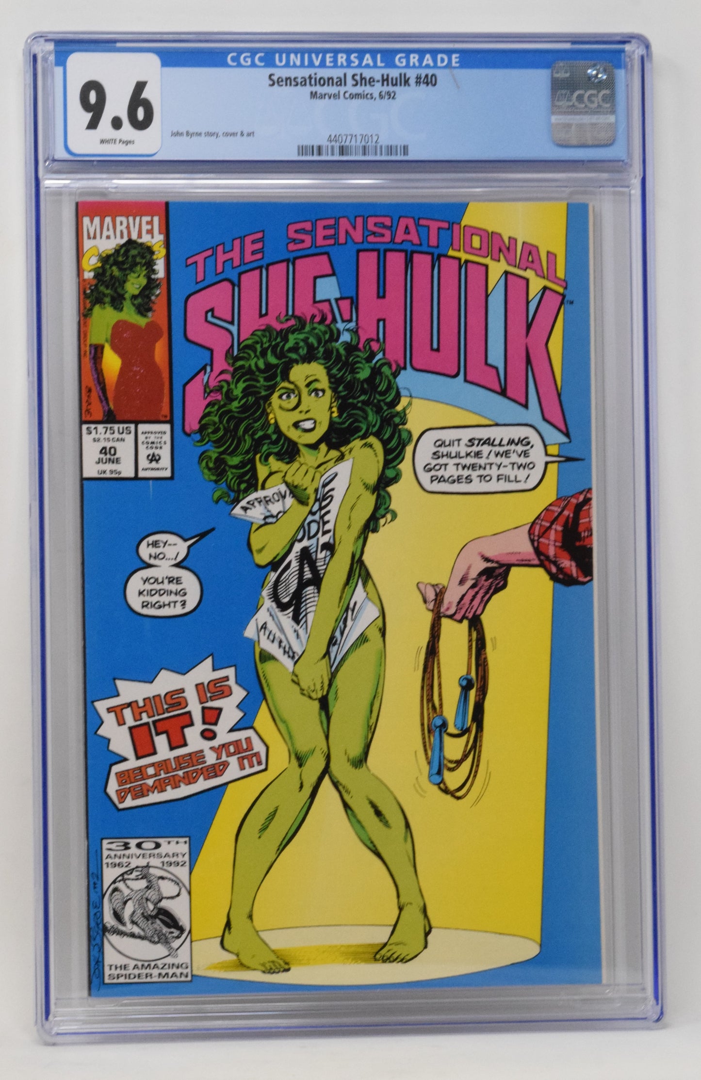 Sensational She-Hulk 40 Marvel 1992 CGC 9.6 Jump Rope John Byrne GGA