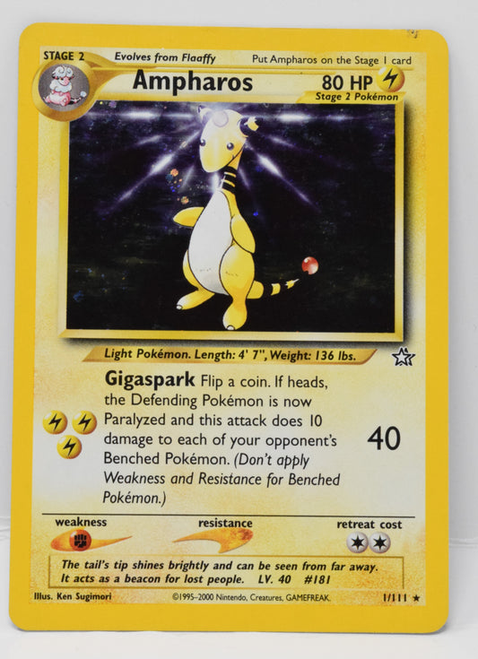 Pokemon Card Ampharos Holo Neo Genesis 1/111 MP
