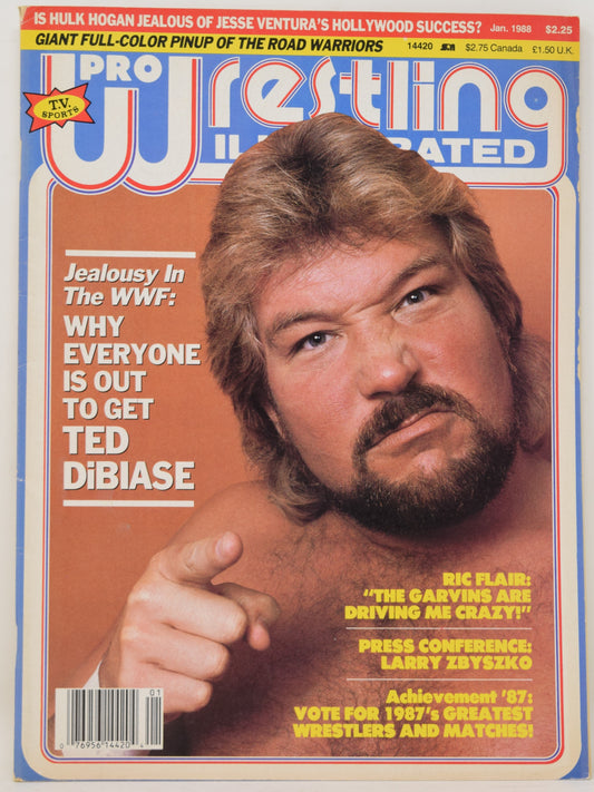 Pro Wrestling Illustrated Magazine January 1988 VG FN Ted DiBiase Road Warriors WWF WCW