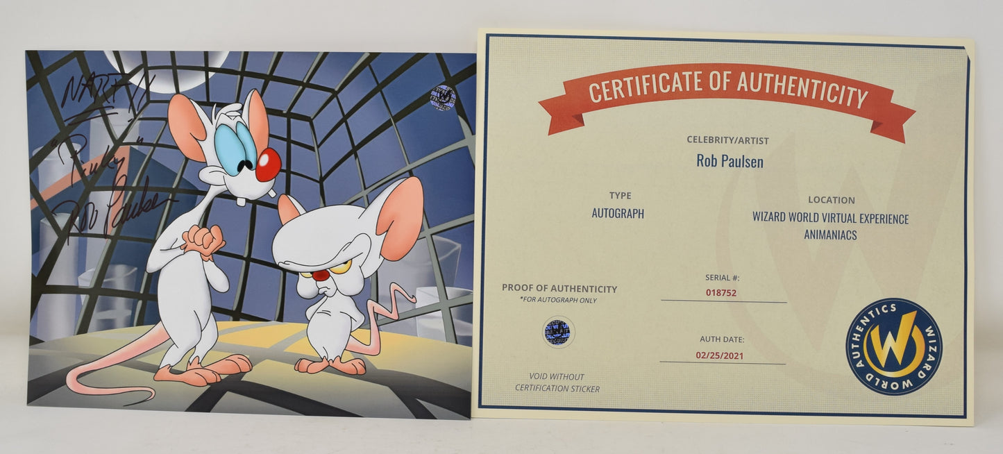 Rob Paulsen Animaniacs Pinky Brain NARF Warner Signed Autograph 8 x 10 Photo COA