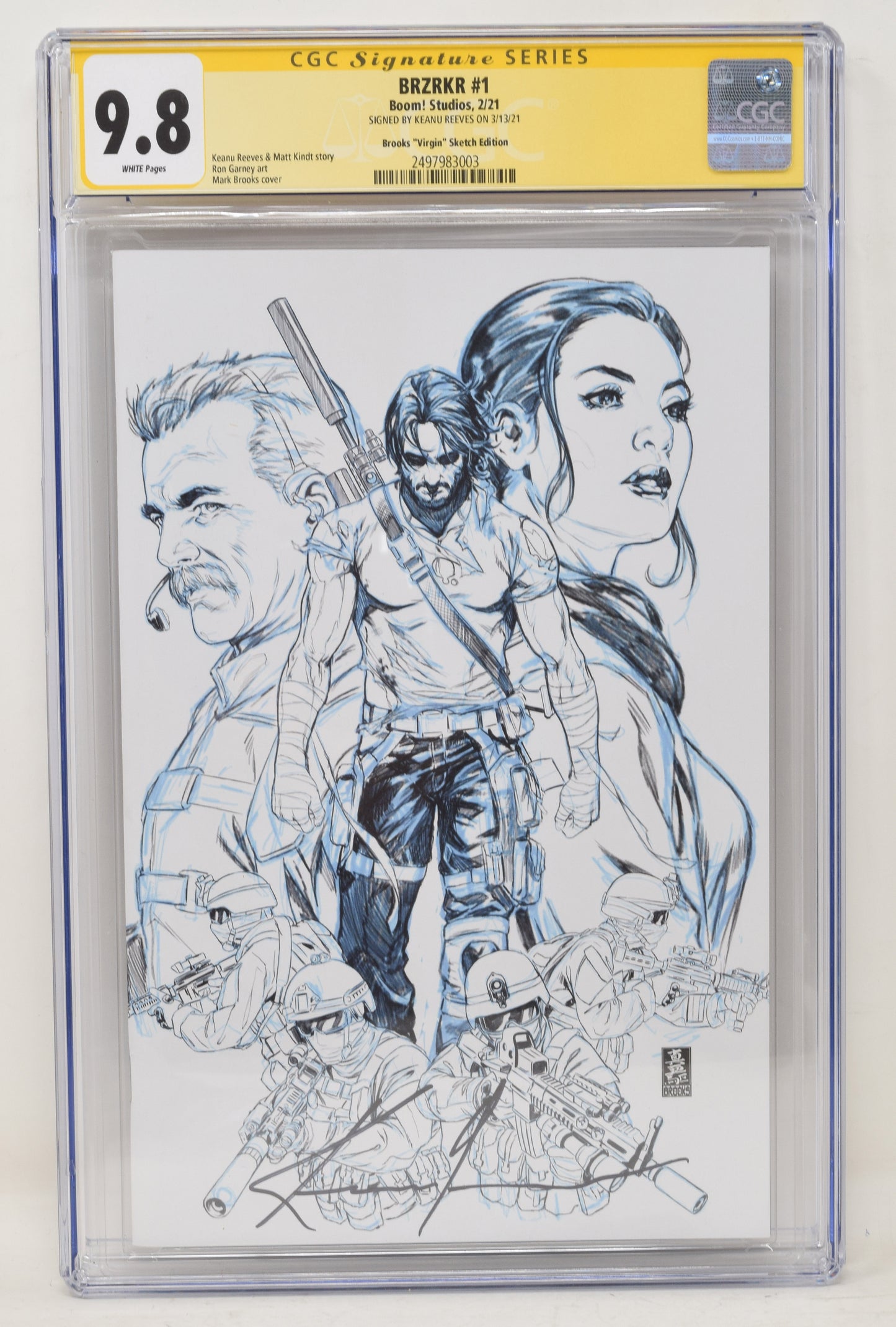 BRZRKR 1 1:500 Mark Brooks Sketch Variant 2021 CGC SS 9.8 Signed Keanu Reeves