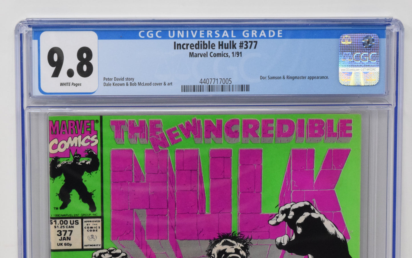 Incredible Hulk 377 Marvel 1991 CGC 9.8 Dale Keown 1st Professor