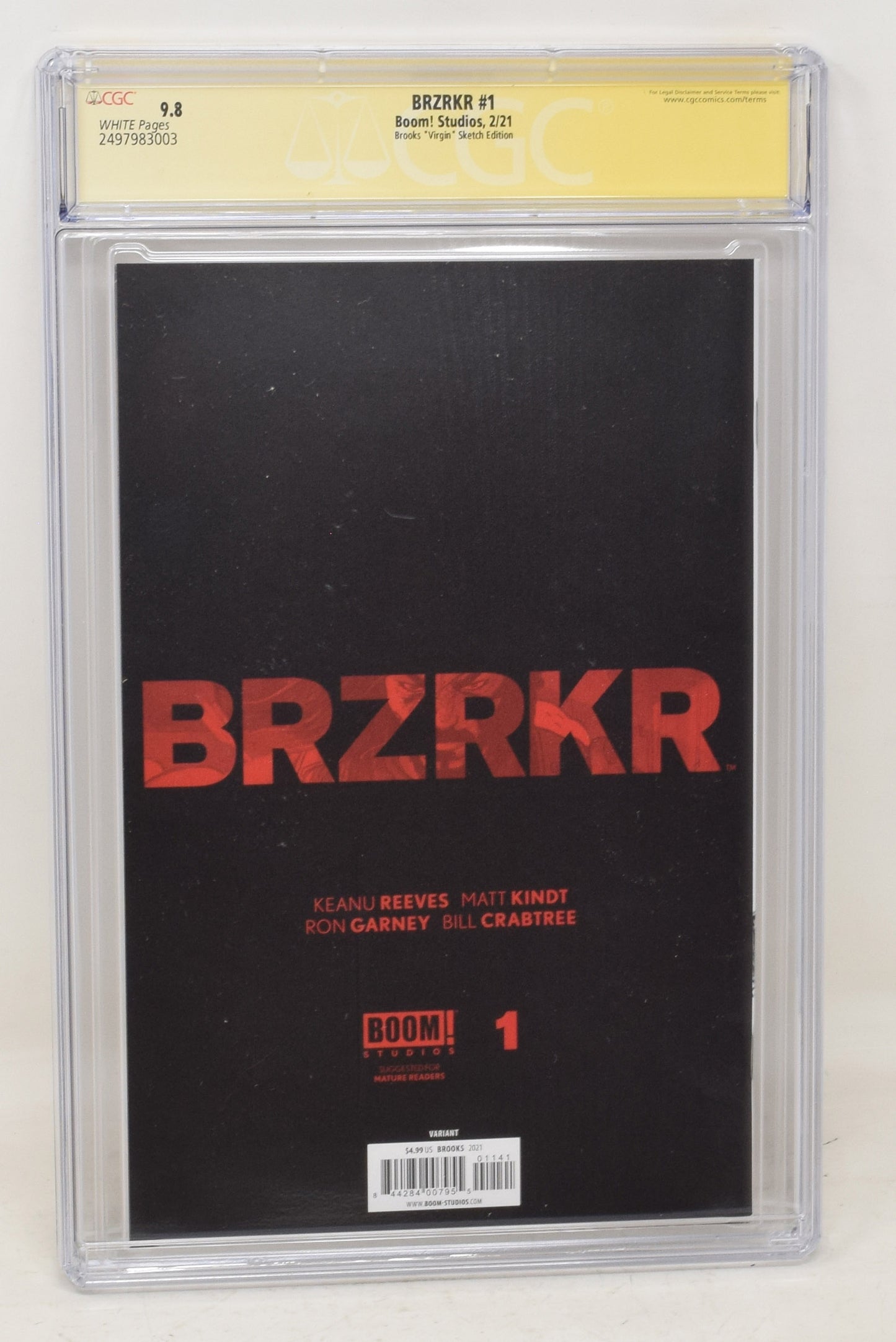 BRZRKR 1 1:500 Mark Brooks Sketch Variant 2021 CGC SS 9.8 Signed Keanu Reeves