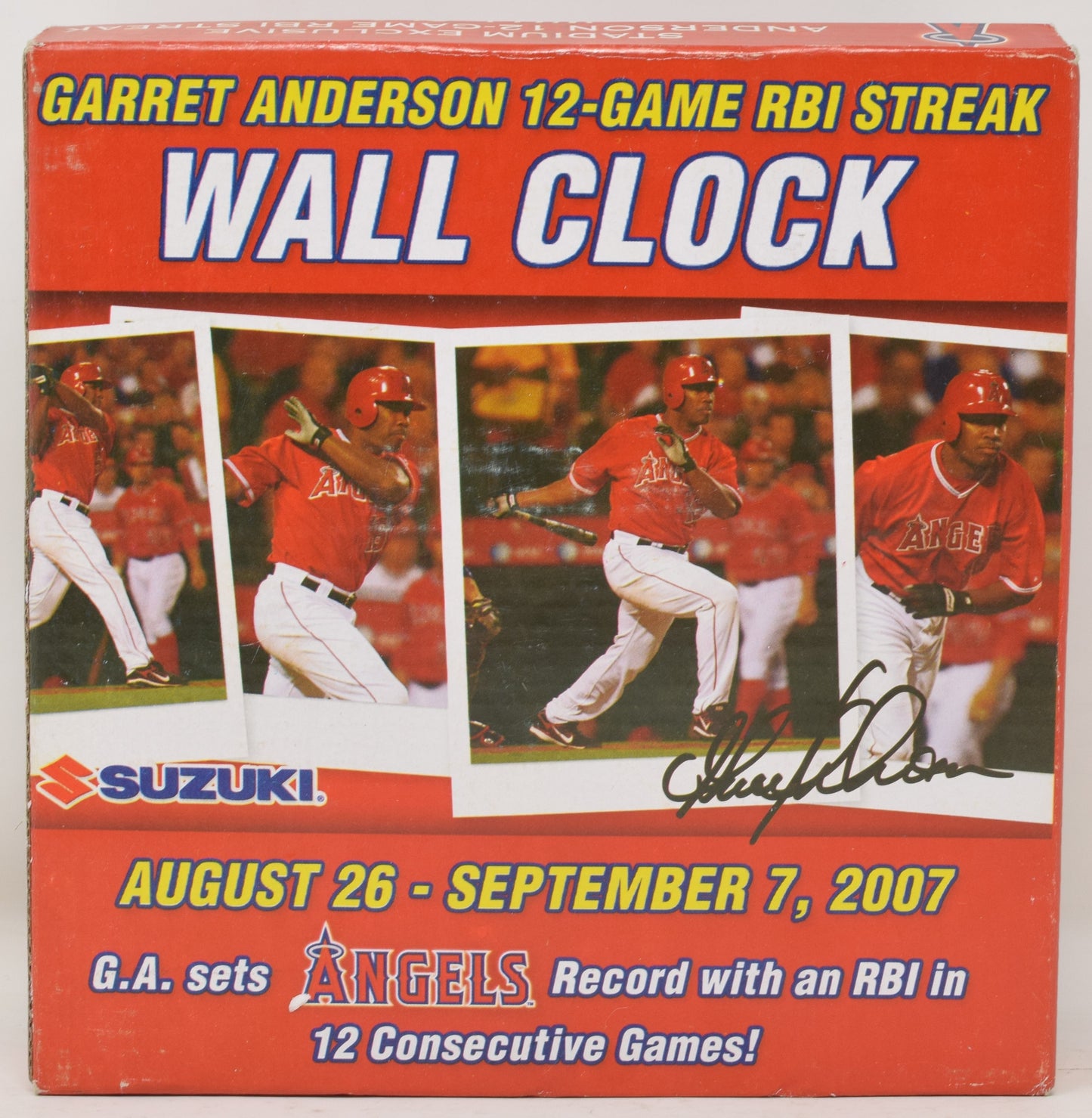 Garret Anderson Wall Clock RBI Streak Baseball Los Angeles Angeles MLB 2008 NIB