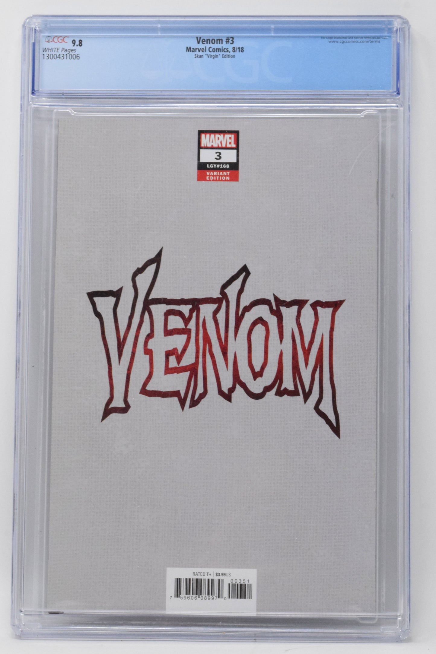 Venom 3 Marvel 2018 CGC 9.8 Skan Srisuwan Virgin Variant 1st Knull