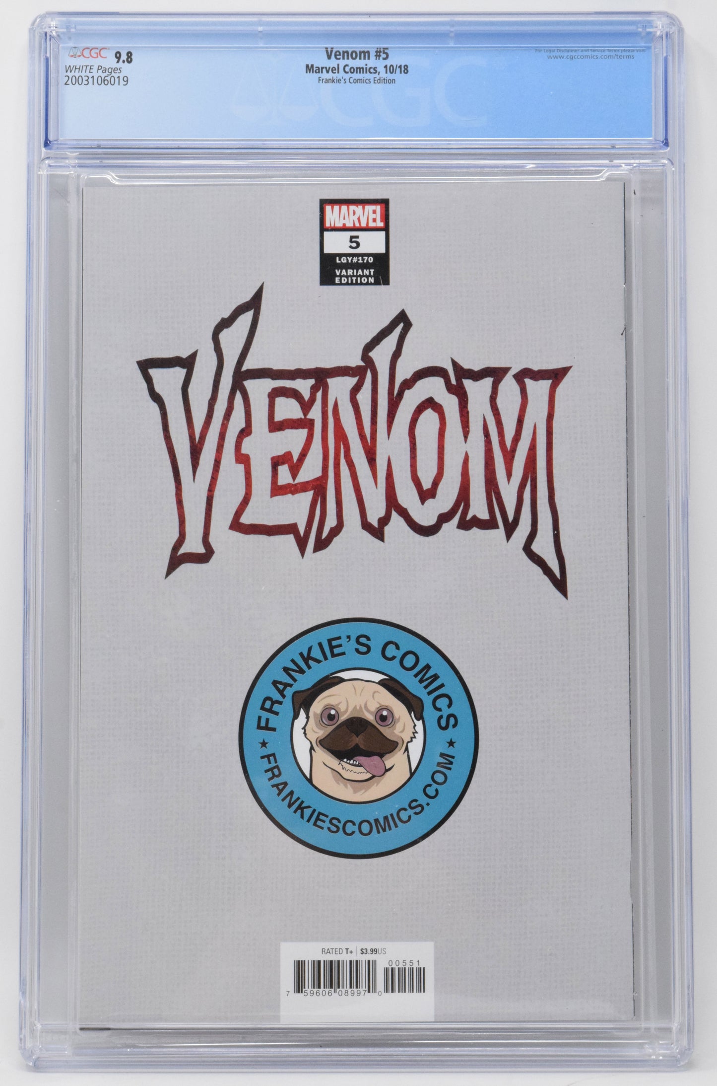 Venom 5 Marvel 2018 CGC 9.8 Skan Srisuwan Trade Variant 1st Knull Cover