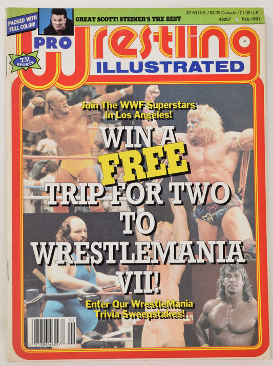 Pro Wrestling Illustrated Magazine February 1991 VF Hulk Hogan Wrestlemania VII WWF WCW