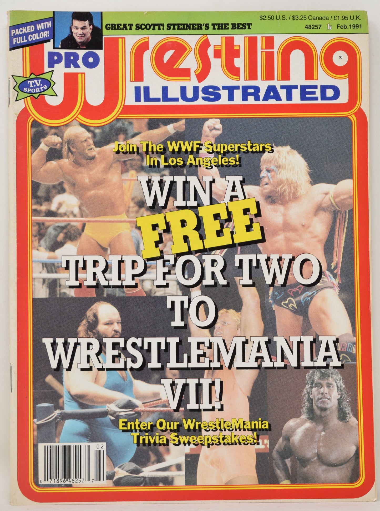 Pro Wrestling Illustrated Magazine February 1991 VF Hulk Hogan Wrestlemania VII WWF WCW