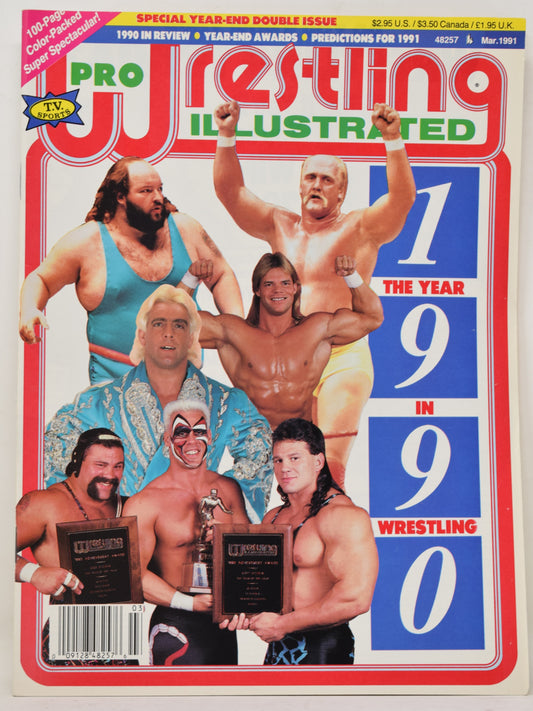 Pro Wrestling Illustrated Magazine March 1991 VF Hulk Hogan Ric Flair 1990 WWF WCW