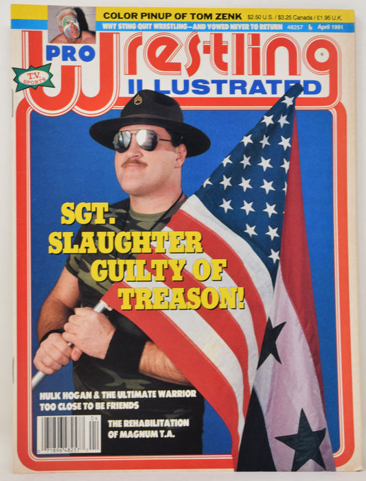 Pro Wrestling Illustrated Magazine April 1991 VF Sgt Slaughter Tom Zenk WWF WCW