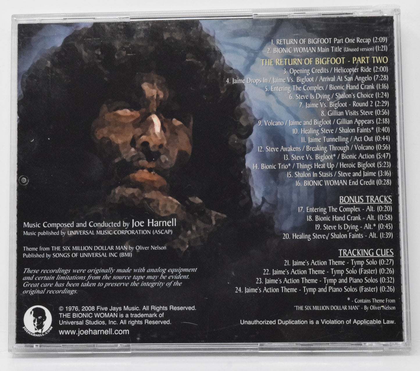 Bionic Woman Return Of Bigfoot Part 2 Soundtrack CD Joe Harnell