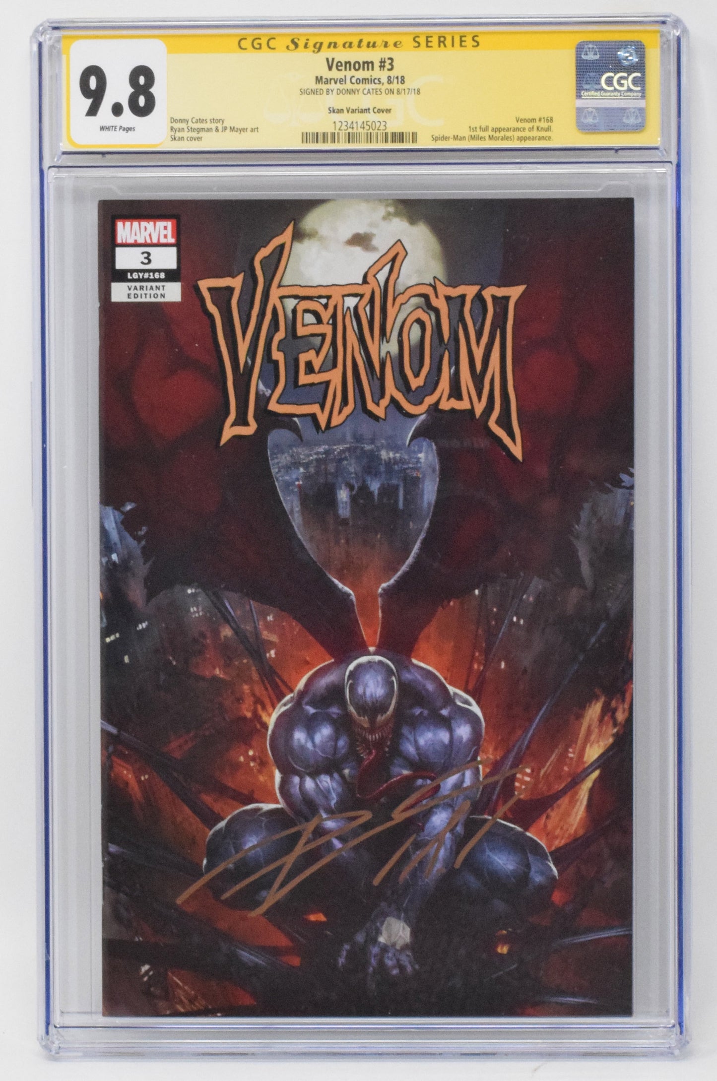 Venom 3 Marvel 2018 CGC SS 9.8 Skan Trade Variant 1st Knull SIGNED Donny Cates