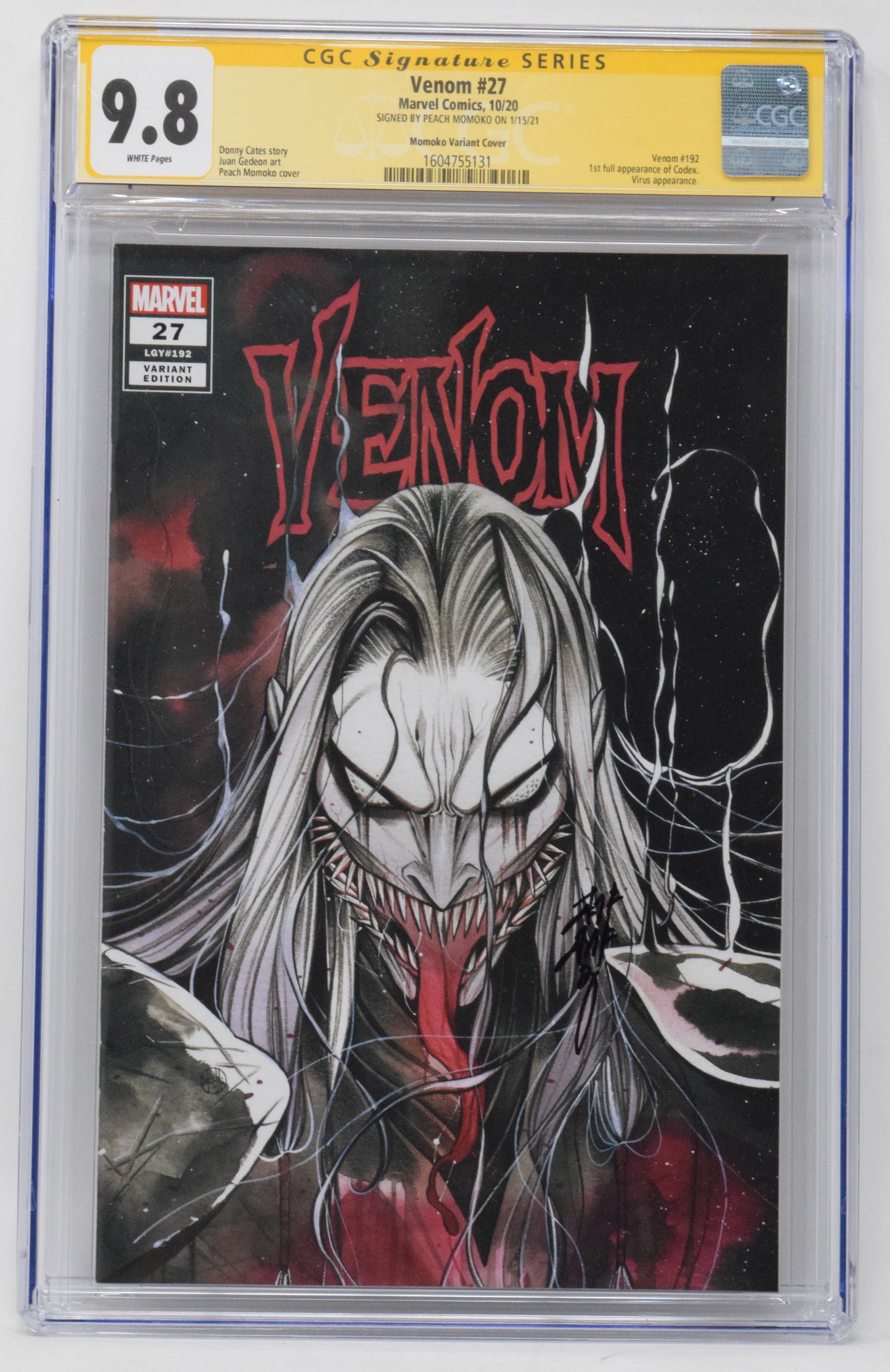 Venom 27 Marvel 2020 CGC SS 9.8 SIGNED Peach Momoko Trade Variant Knull