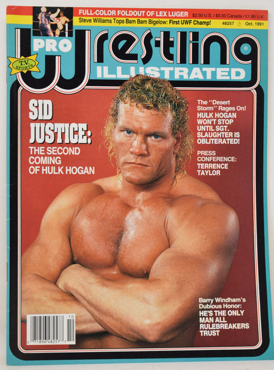 Pro Wrestling Illustrated Magazine October 1991 VF Lex Luger Sid Justice WWF WCW