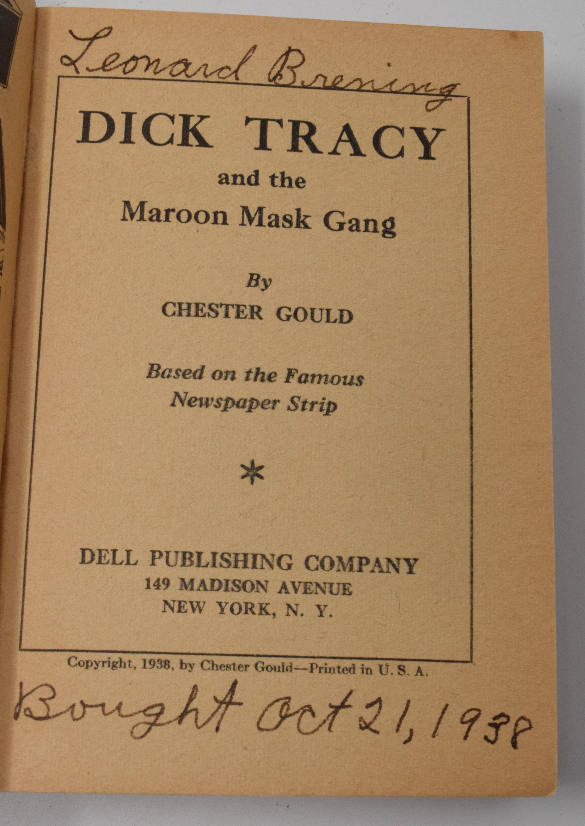 Dick Tracy And The Maroon Mask Gang Fast Action Dell 1938 VF Big Little Book - Golden Apple Comics
