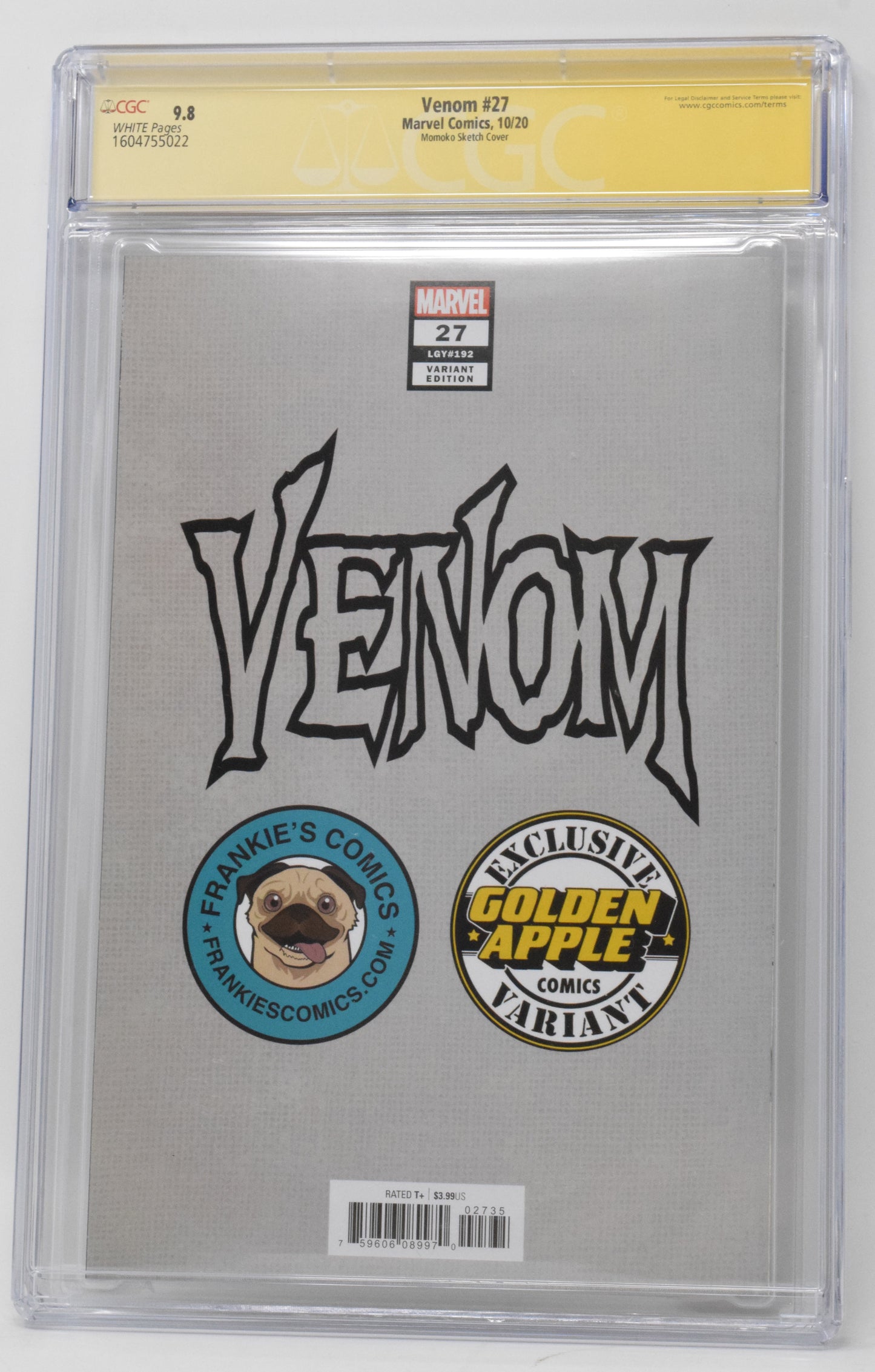 Venom 27 Marvel 2020 CGC SS 9.8 SIGNED Peach Momoko Sketch Variant Knull