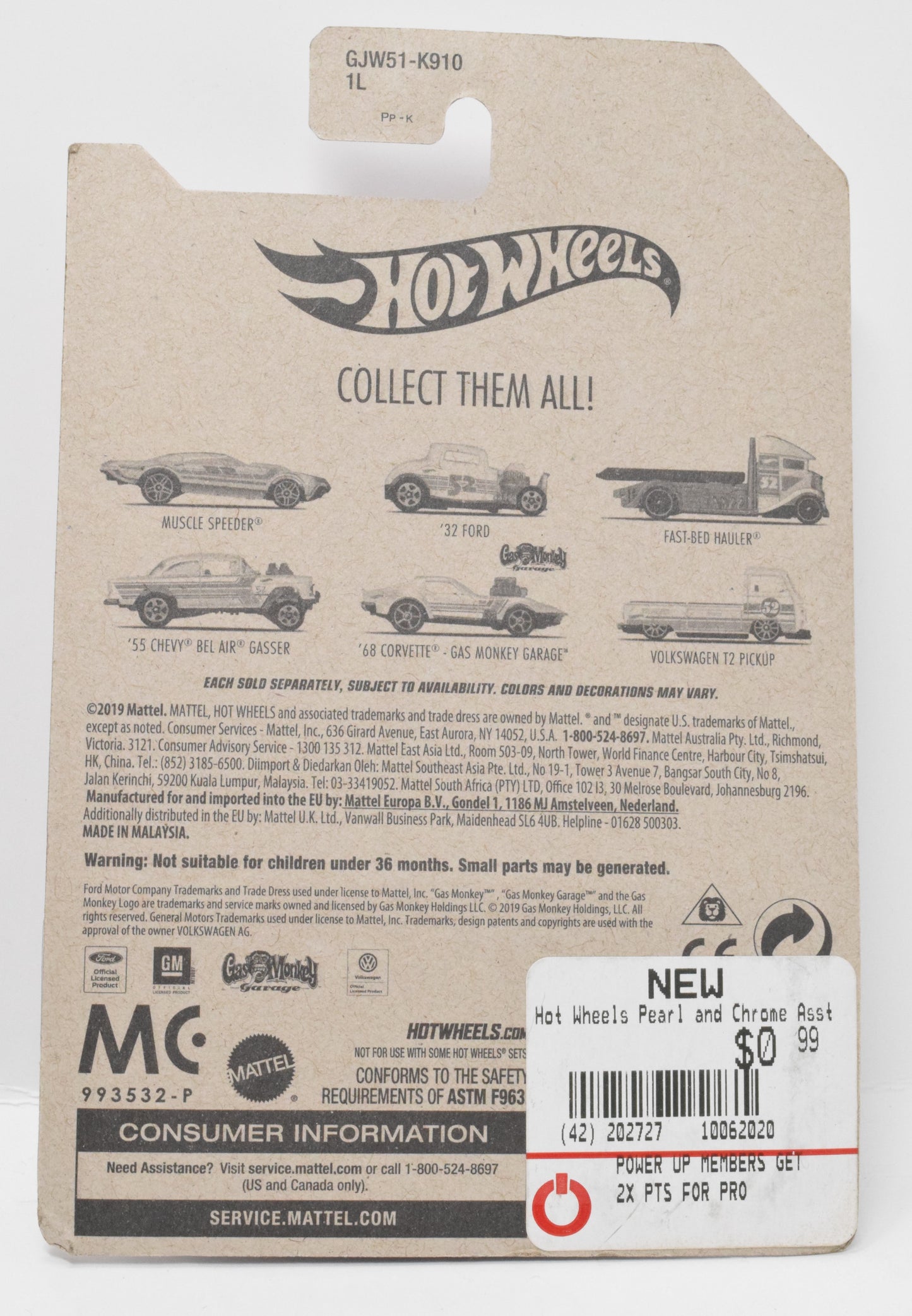 Hot Wheels 55 Chevy Bel Air Gasser Diecast Car White 4/6 New