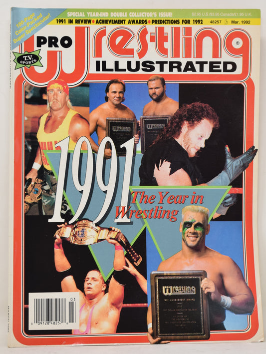 Pro Wrestling Illustrated Magazine March 1992 VG FN Hulk Hogan 1991 WWF WCW