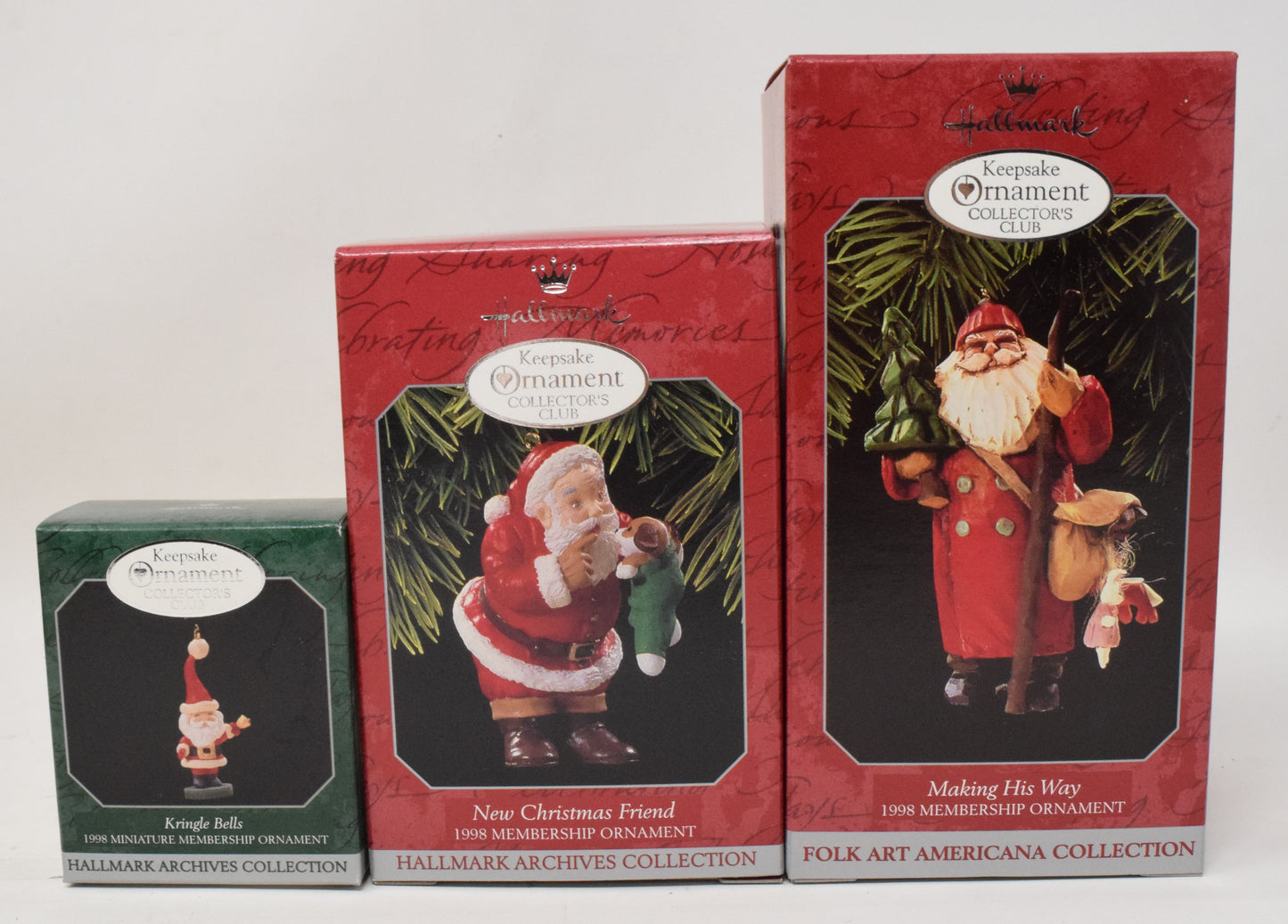 Hallmark Keepsake Christmas Ornament Club Membership Kit Set Of 3 1998 NIB