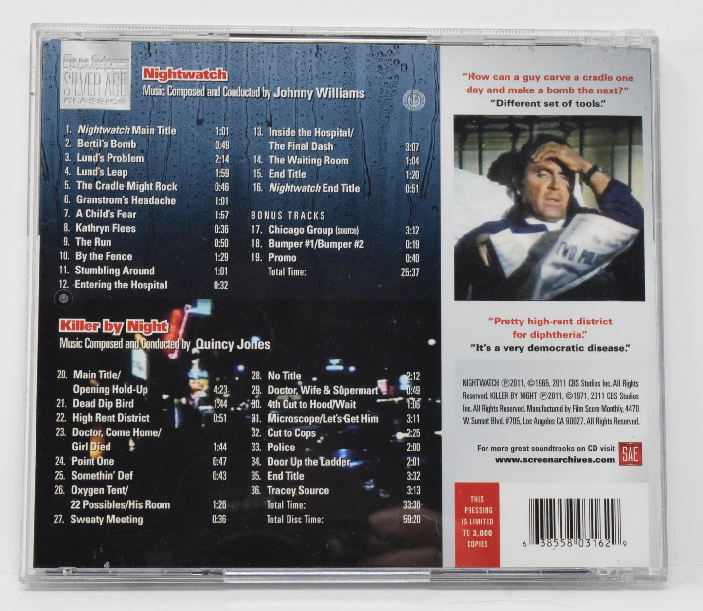 Nightwatch Soundtrack CD Killer By Night John Williams